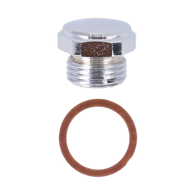 Paughco, timing/drain plug. OEM style allen. Chrome