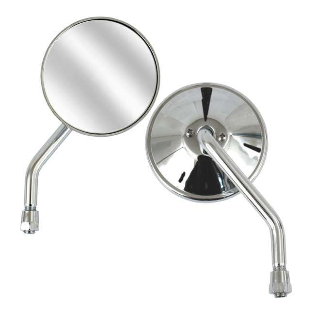 4" Round Custom mirror, right, 10mm. Chrome