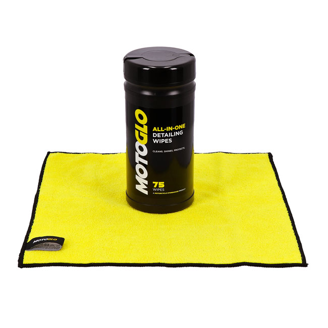 MOTOGLO, DETAILING WIPES DISPENSER AND MICROFIBER CLOTH