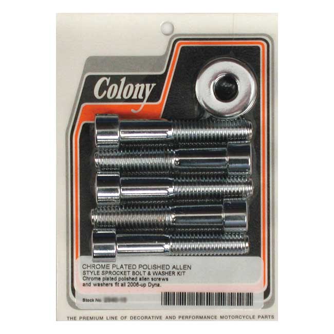 Colony, wheel pully bolt & washer kit. Chrome