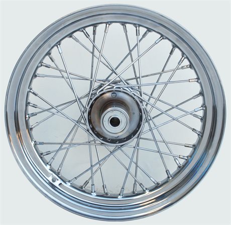 Chrome 40 Spoke 16 X 3" Front Wheel Harley FL 73-83