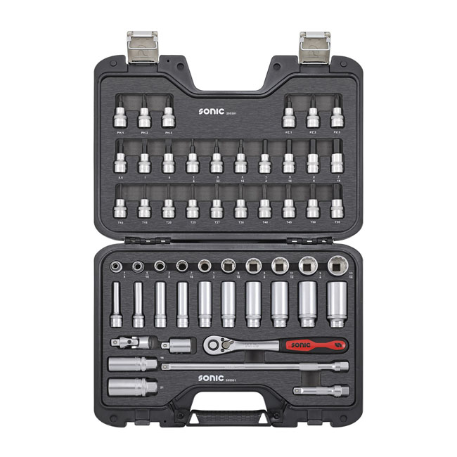 Sonic, combination socket set 3/8'', 53-piece. US/SAE sizes