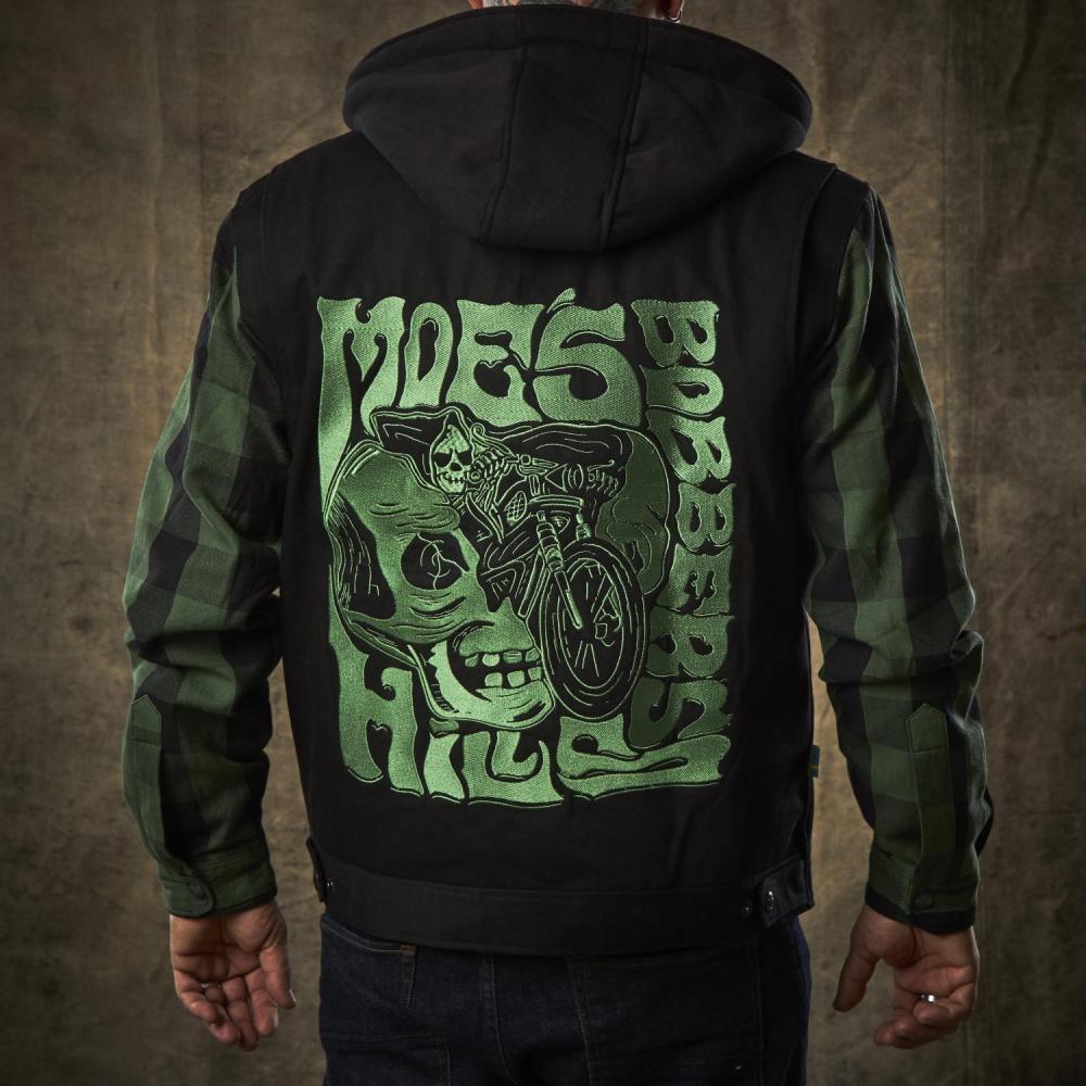 MOE'S HILLS BOBBER'S GREEN LINED FLANNEL JACKET - BLACK/GREEN