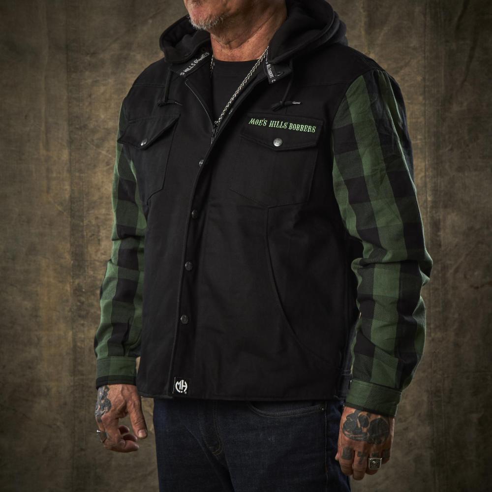 MOE'S HILLS BOBBER'S GREEN LINED FLANNEL JACKET - BLACK/GREEN