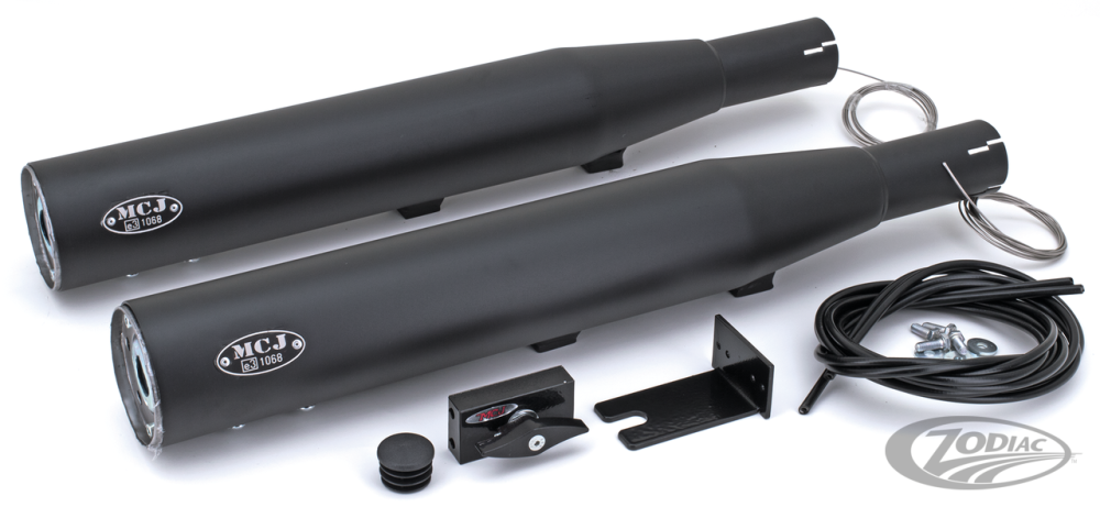 MCJ ADJUSTABLE EXHAUSTS BLACK SLIP-ON