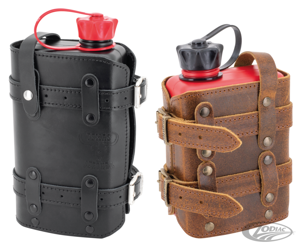 Texas Leather holder for one-and-a-half liter Fuel Friend canister, Ranger brown