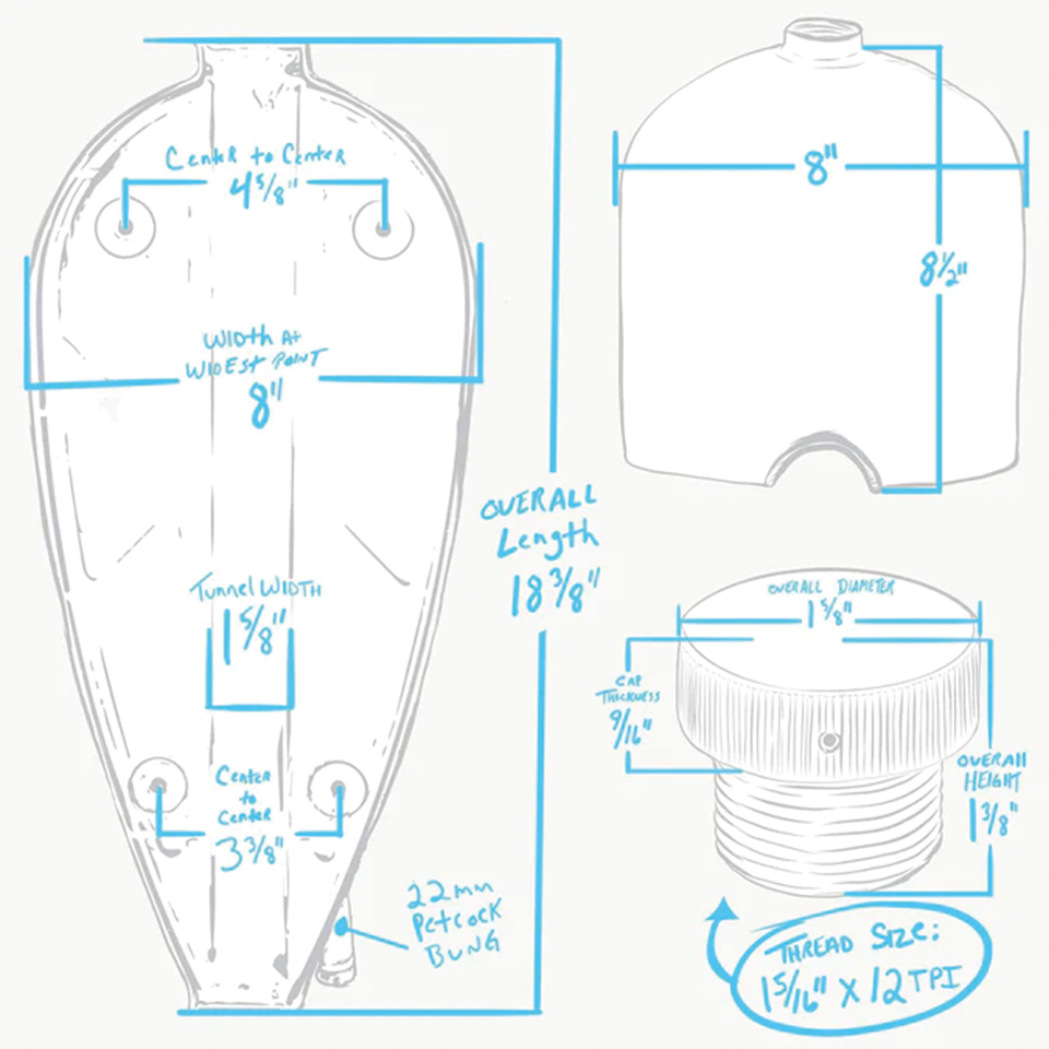 LOWBROW CUSTOMS NARROW SPORTY FRISCO GAS TANK