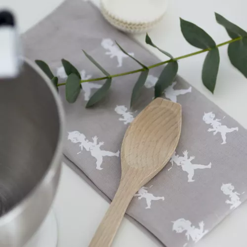 Handduk Halvlinne 50x70 cm Grå/Vit