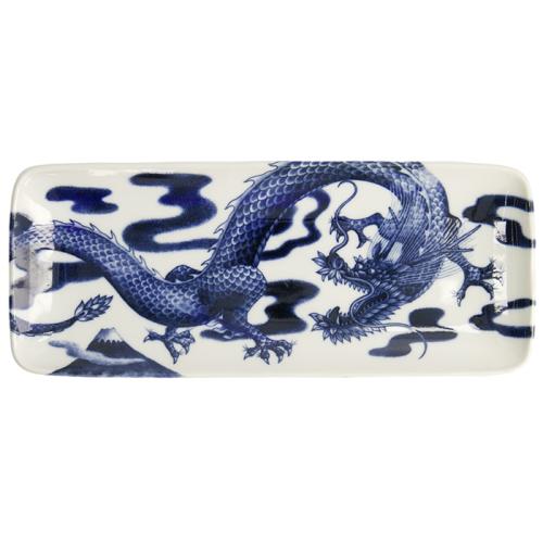 Japonism dragon tallrik 28,5x14 cm blue