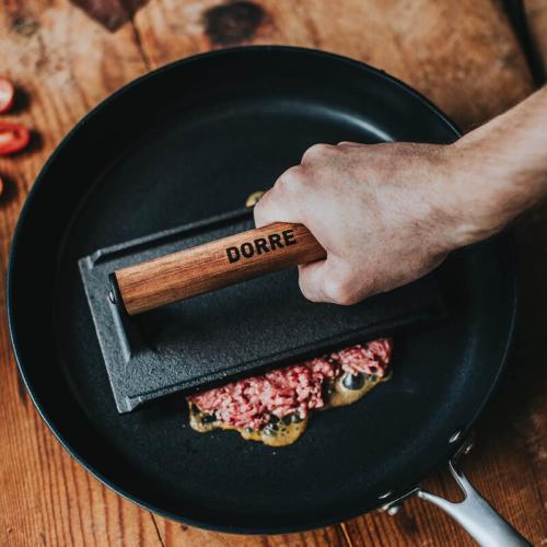 Griffin grillpress med trähandtag 20 cm gjutjärn