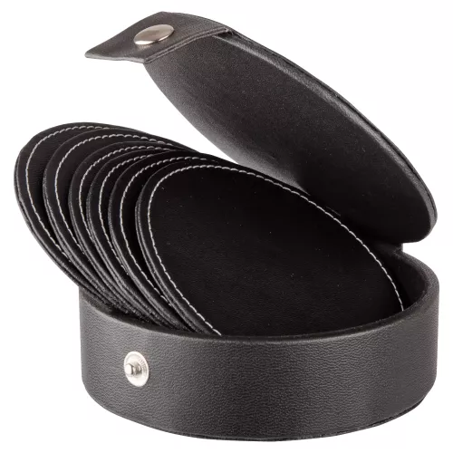 Glasunderlägg konstläder 6-pack Svart