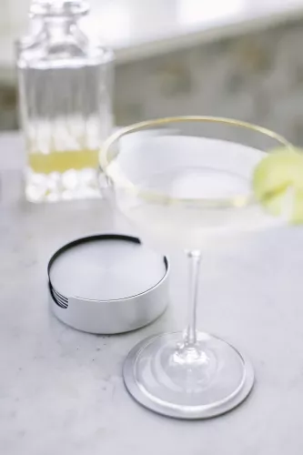 Bergdal Glasunderlägg Ø9,2 cm 6-pack Borstad Aluminium