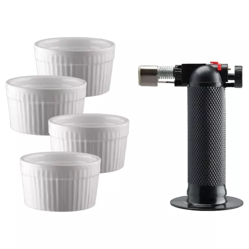 Fire Bruléebrännare 4 Suffleskålar Vit