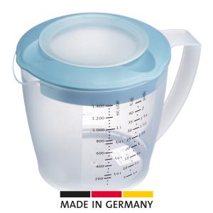 Visp & måttkanna med lock 1,4L, blå