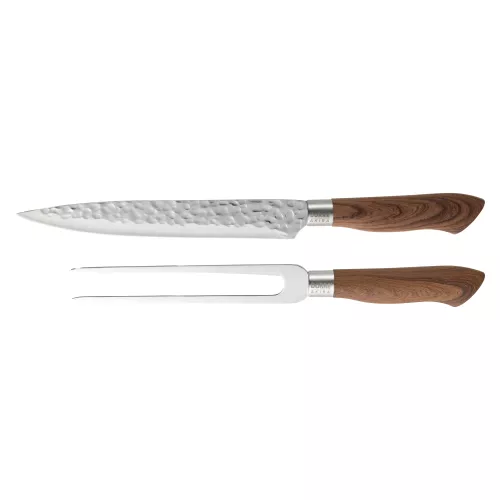 Akira Trancherset rostfritt stål brunt handtag köttkniv gaffel