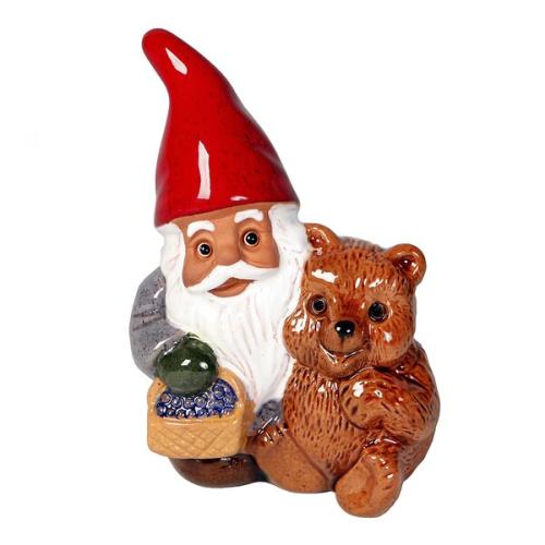 Tomte med Nalle/Blåbär 13 cm