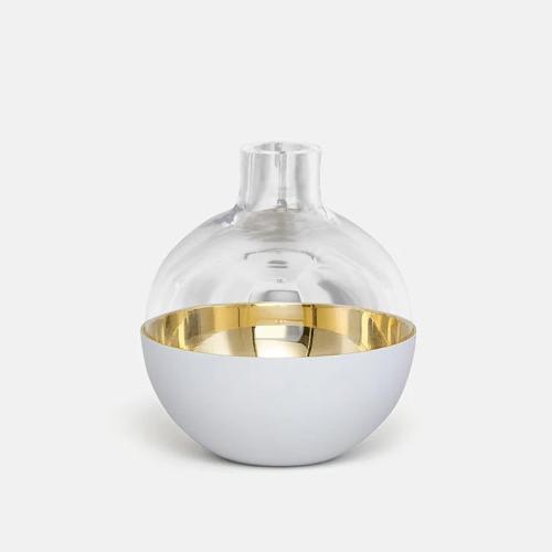 Pomme Vas/Lykta 9,5 cm Vit/Mässing