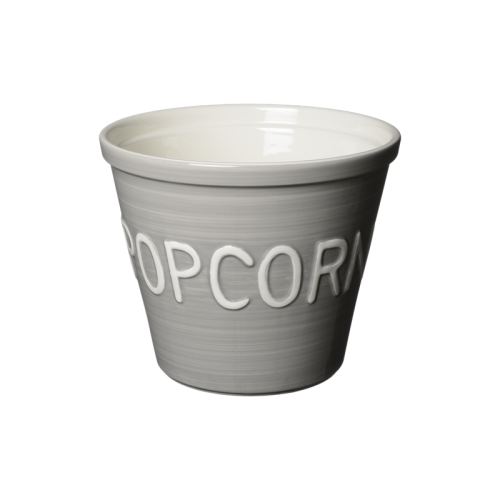 Popcornskål, grå m vit text
