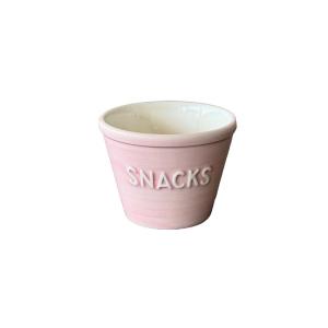 Snacksskål, soft pink borstad m vit text
