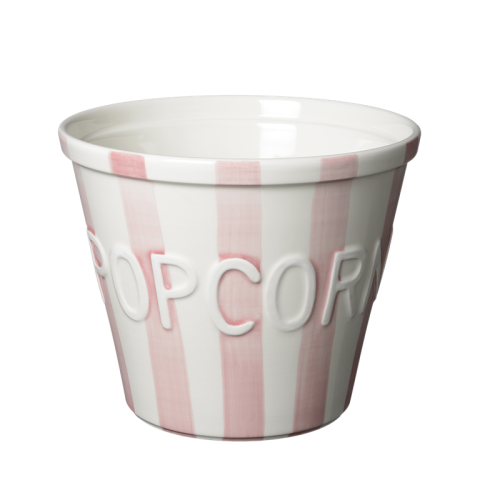 Popcornskål, Rosa m vit text Stripes