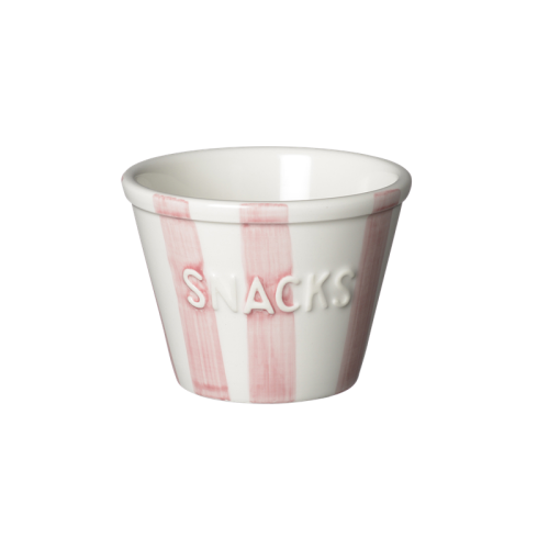 Snacksskål, Rosa m vit text Stripes