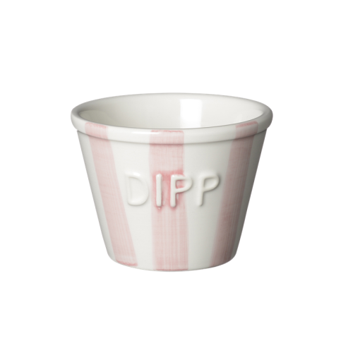 Dippskål, Rosa m vit text Stripes