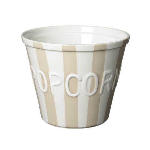 Popcornskål, Havre m vit text Stripes