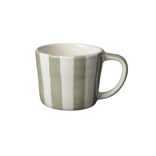 Mugg Cappuccino Capri 35cl, Sage Vertical Stripes