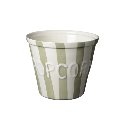 Popcornskål, Sage m vit text Stripes