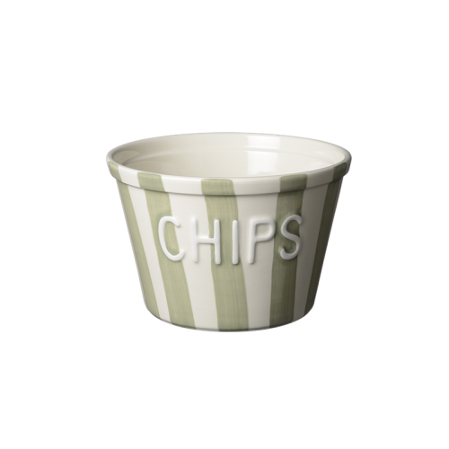 Chipsskål, Sage m vit text Stripes
