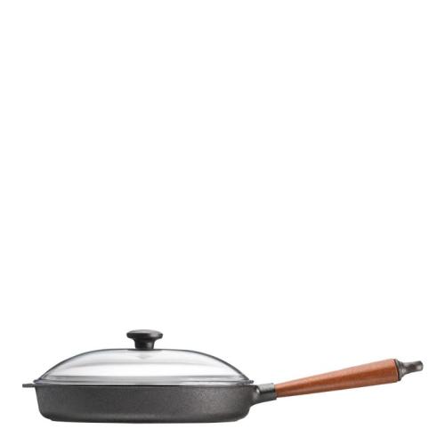 Traditional Traktörpanna med glaslock/trähandtag 28 cm