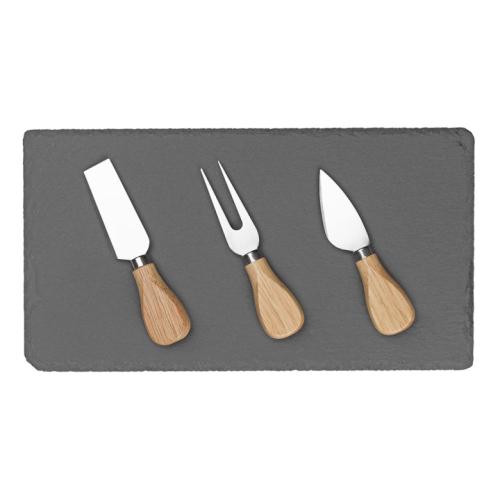 Tala Ostbricka av skiffer med 3 ostverktyg