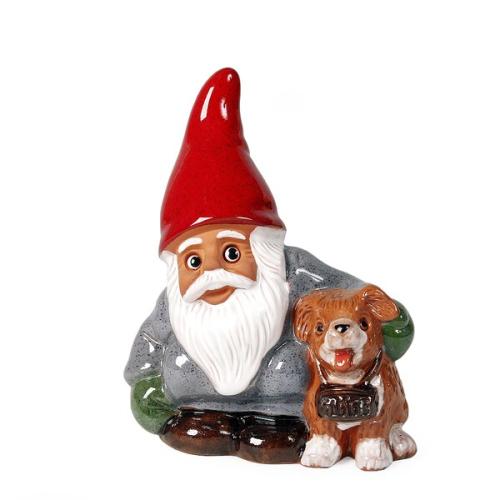 Tomte med hund 14 cm