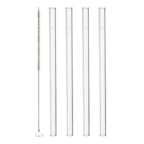 Ciao Sugrör i glas 20 cm + Borste 4-pack Klar