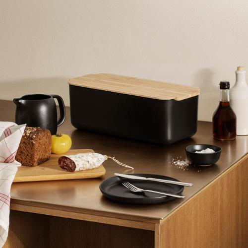 Tools brödlåda med trälock 42x19x15,5 cm svart