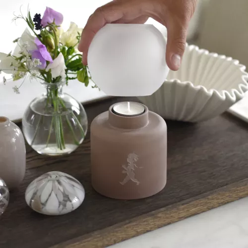 Globe värmeljuslykta 17 cm brun