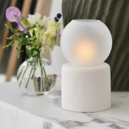 Globe värmeljuslykta 17 cm vit