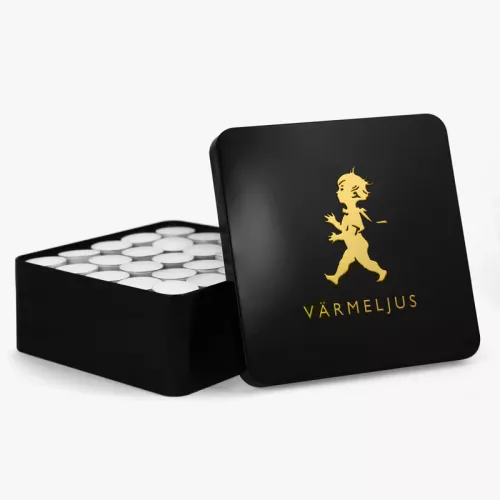 Värmeljuslåda för 100 ljus Svart/Guld