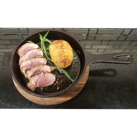 Portionspanna Gjutjärn & Träunderlägg, 2-pack