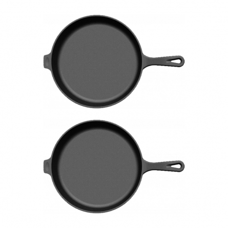 Portionspanna Gjutjärn & Träunderlägg, 2-pack