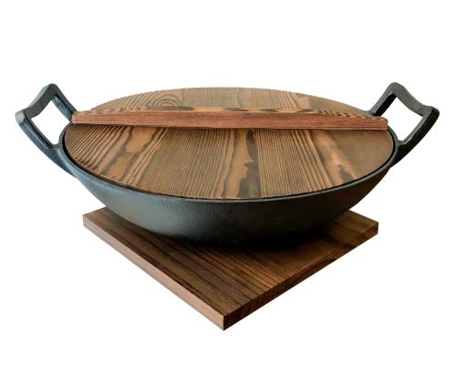 Nabe Wok Gjutjärn med glaslock 36 cm Svart