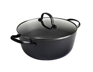 Gjutjärnskastrull med Honeycomb keramisk beläggning och glaslock 26 cm