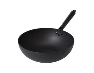 Wokpanna kolstål med trähandtag 32 cm svart