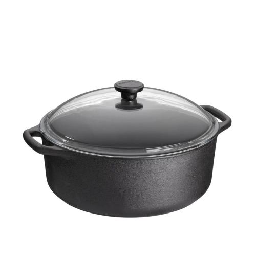 Gryta rund med glaslock 5,5 L