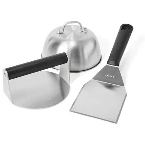 Smash burger Set Rostfritt stål, svart handtag