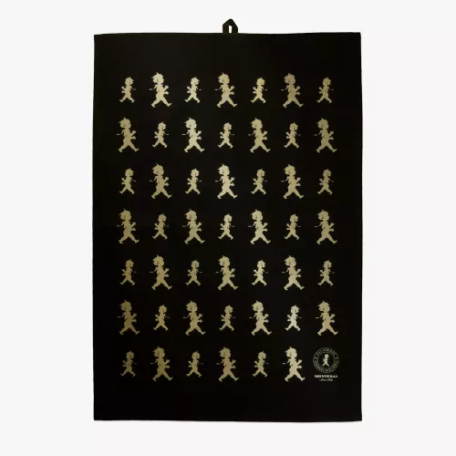 Handduk Halvlinne 50x70 cm Svart/Guld