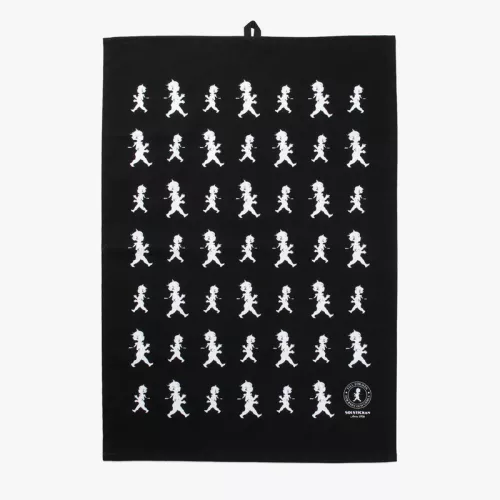 Handduk Halvlinne 50x70 cm Svart/Vit