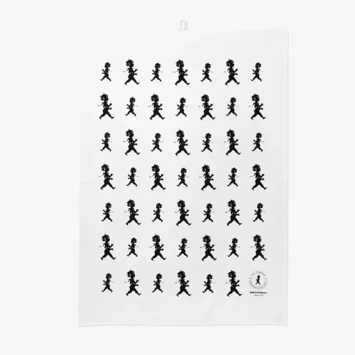 Handduk Halvlinne 50x70 cm Vit/Svart