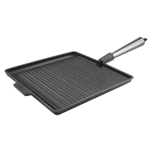 Fyrkantig Grillpanna 28x28 cm Stålhandtag