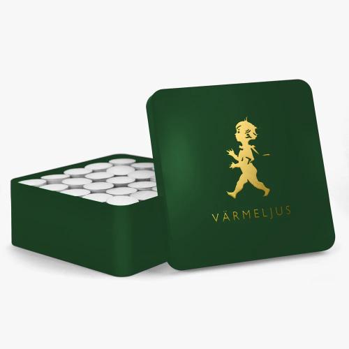 Värmeljuslåda 21x21 cm grön/guld